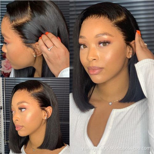 Bob Wig Cuticle Aligned Raw Virgin Human Hair 13X4Lace Frontal Wig Pre Plucked With Babyhair 150% Density Wigs For Black Women